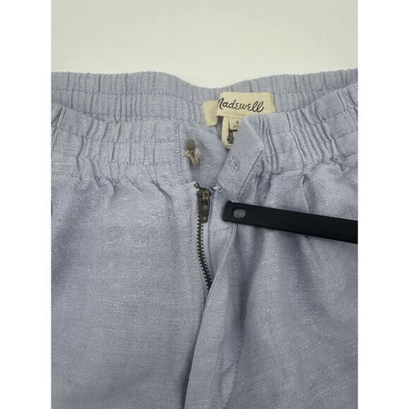 Madewell Linen Pants Sz S Elastic Waist W/ Zipper and Pockets Fair Trade Blue - Picture 11 of 11